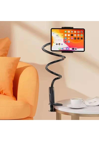 Ayarlanabilir Masa Kenarı Tablet & Telefon Tutucu 70 Cm Esnek Kollu, C Kelepçeli, 360 Dönebilen Telefon Ve Tabl