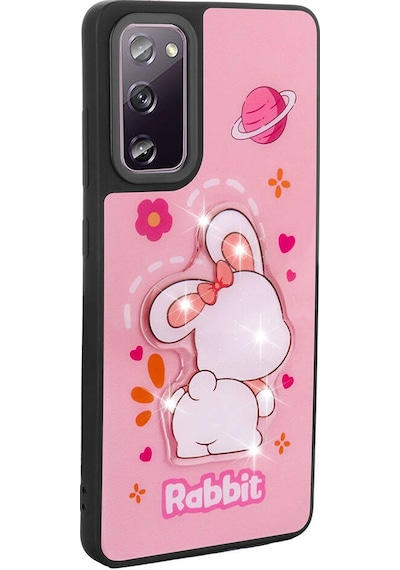 Subutu Galaxy S20 Fe Kılıf Parlayan Kabartmalı İkonik Figürlü Sbt Amas Silikon Kapak - Pembe Pembe