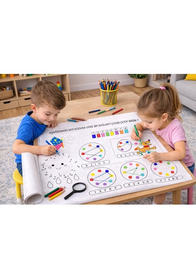 Haydi Dekor 45 Cm X 4 Metre Dev Etkinlik Ve Aktivite Rulosu Çocuklar Için Eğitici Boyama, Çizgi Çalışması, Labirent, Bulmaca Ve Zeka Geliştirici Oyun Rulosu 1 Adet