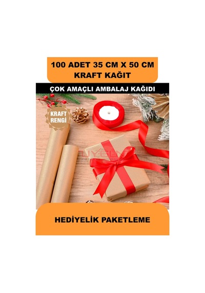 100 Adet 35cm X 50cm 100 Gr. Baskısız Kraft Kağıt, Hediye Ürün Paketleme, Oto Paspası, Çocuk Etkinlikleri