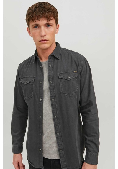 Jack & Jones Erkek Jjesheridan Dar Kesim Kot Gömlek 12138115 Siyah