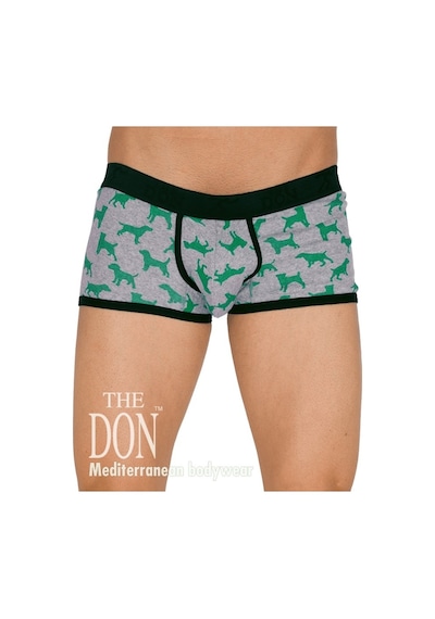 The Don Gri-Yeşil Yavru Köpek Desenli Ribana/Örme Erkek Boxer