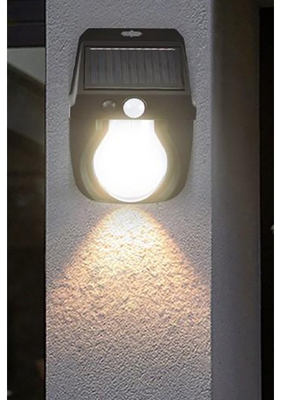 Şık Görünümlü Suya Dayanıklı Hareket Sensörlü Güneş Enerjili Balkon Bahçe Aydınlatması Siyah