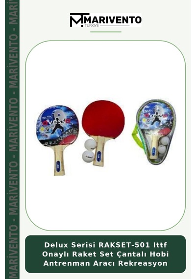 Delux Serisi Rakset-501 Ittf Onaylı Raket Set Çantalı Hobi Antrenman Aracı Rekreasyon Çok Renkli
