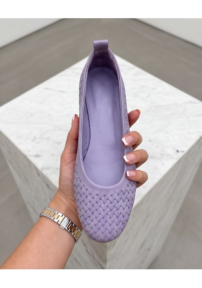 Futsishoes Bella Mor Hakiki Deri Lazer Kesim Kadın Babet