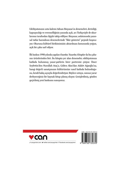 Ozanlar, Yazarlar, Kitaplar - Adnan Binyazar - Can Yayınları
