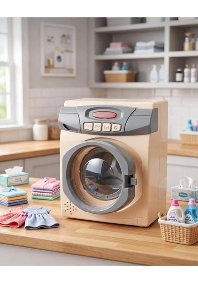 Sesli Ve Işıklı Eğitici 17 Cm Oyuncak Çamaşır Makinesi, Motor Becerisi Geliştirici Oyun Seti