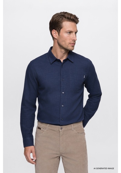 Wrangler %100 Pamuk Regular Fit Erkek Gömlek W2520583410 Lacivert
