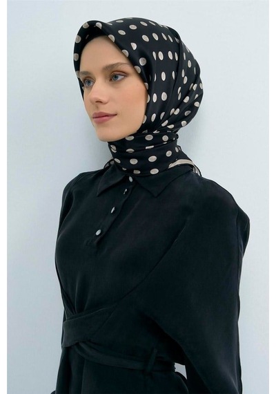 Armine İpek Eşarp 2026 Yaz - 9544-01 Siyah Twill