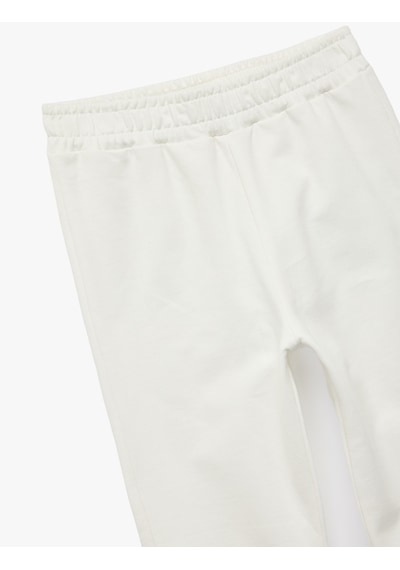 Koton Pamuklu Beli Lastikli Basic Şardonlu Jogger Eşofman Altı Ekru 6wmg40030ak