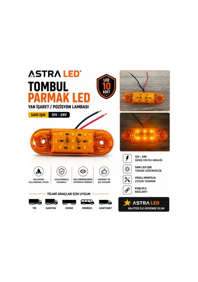 Tombul Parmak Led Sarı 12v-24v Yan İşaret Pozisyon Lambası