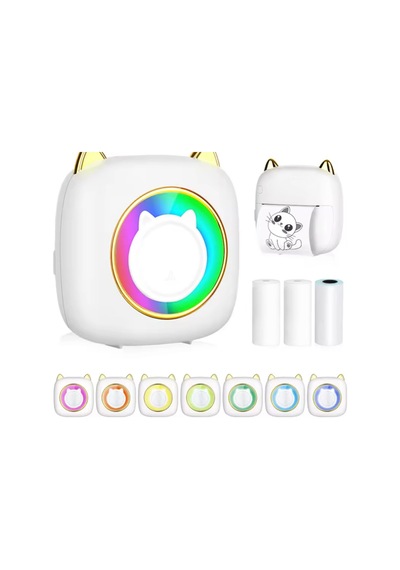 Mini Bluetooth Yazıcı,mini Yazıcı, Funprint 1 Adet Beyaz Rulo Kağıt, 3 Adet Renkli Kağıt .