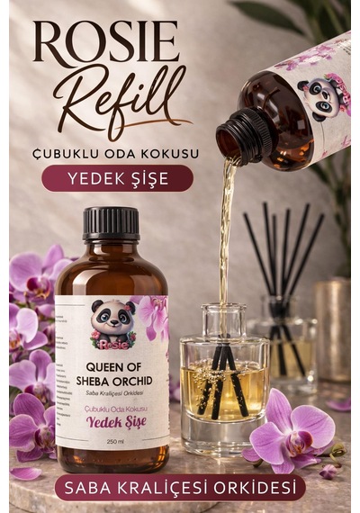 Queen Of Sheba Orchid Çubuklu Oda Kokusu Yedek Şişe 250 Ml Orchid Orkide Reed Diffuser Refill Fresh