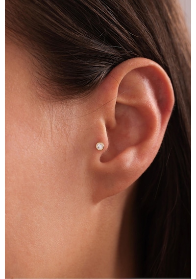 14 Ayar Altın Tek Taşlı Punto Tragus Küpe