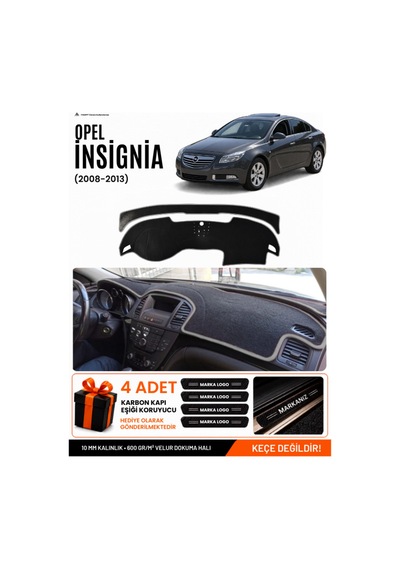 Opel İnsignia 2008-2013 Uyumlu Torpido Koruma, Torpido Örtüsü, Torpido Kılıfı - Siyah-gri - Op010