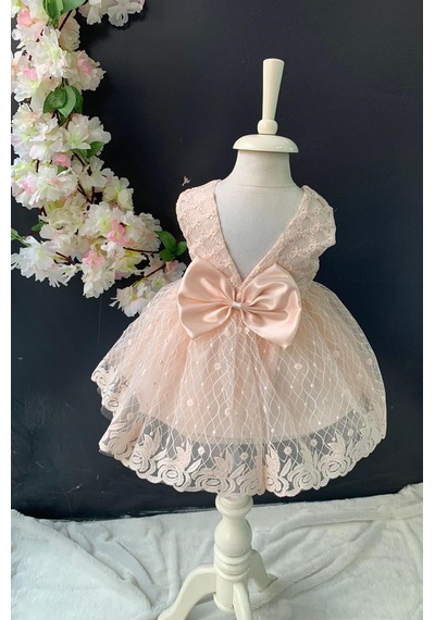 Mnk Baby & Kids Saç Bantlı Papatyalı Dantelli Bebek Elbise PNPN146