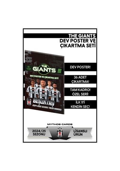 Mythos Cards Beşiktaş The Giants 2024/25 Sezonu Dev Poster ve Çıkartma Seti