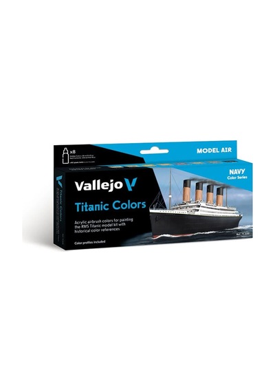 Vallejo 71646, 8x18 Ml. Titanik Model Air Boya Seti Standart