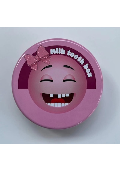 Kız Çocuk Süt Dişi Saklama Kutusu Diş Albümü Pembe - Metal Kutuda - Diş Saklama Kutusu