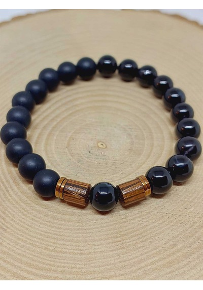 Siyah Akik & Oniks Taşı 8mm Unisex Tasarım Bileklik Hawaii Model Çok Renkli
