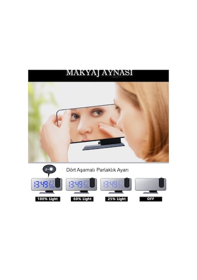 Dailytech Çok Fonksiyonlu Masaüstü Saat (Fm Radio Alarm Projeksiy