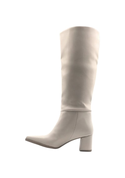 Melen Shoes Elegia Bej Suni Deri Rahat Kadın Topuklu Çizme Bej