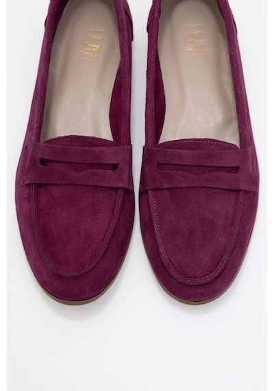 Luvishoes Luvi Shoes F02 Mor Süet Hakiki Deri Kadın Loafer Ayakkabı Mor