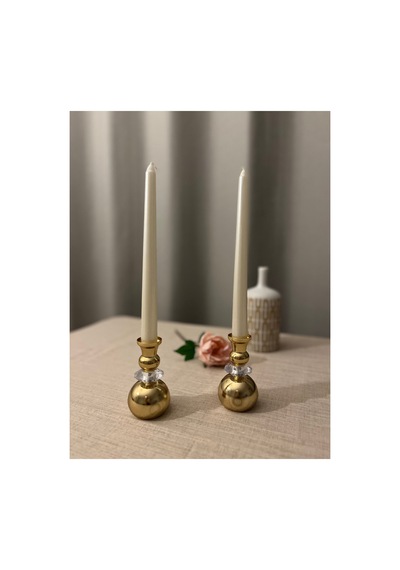 Gold Rengi Globe Crystal 2'li Şamdan&mumluk Seti Altın - 820428241 Altın
