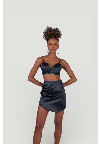 Holly Lolly Askılı Crop Saten Fancy Büstiyer Siyah