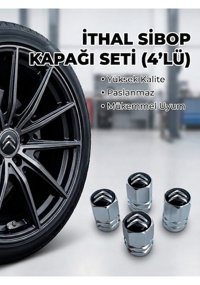 Citroen Grubu İle Uyumlu Alüminyum Altıgen Sibop Kapak Seti Gümüş - İthal Sibop Kapağı 4lü Set