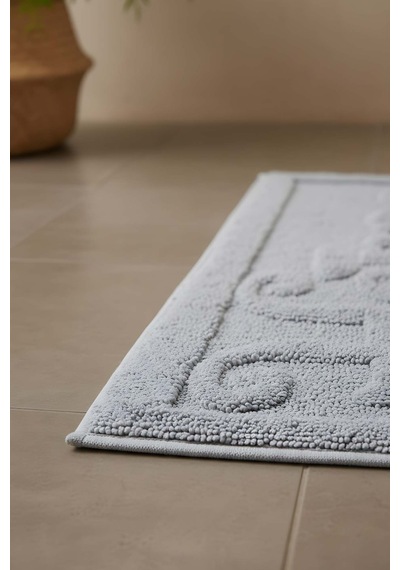 Açık Gri Home Kabartmalı Pamuklu 2 Li Banyo & Klozet Paspas Takımı Gri