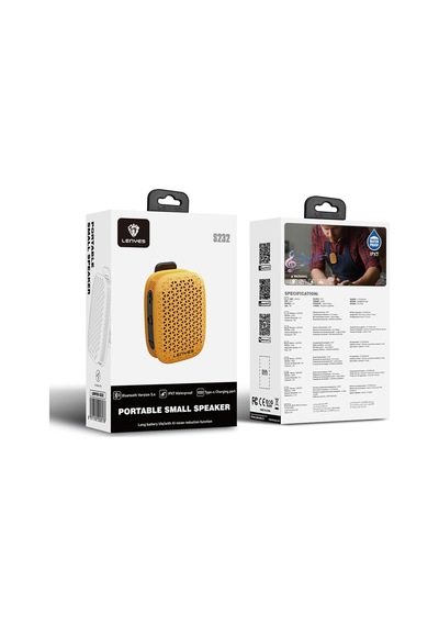 Lenyes S232 Tws Mandallı Bluetooth Speaker Hoparlör V5.4 Sarı