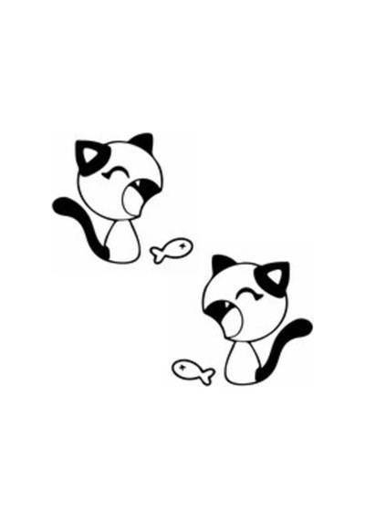 Kedi Ve Balık Oto Motor Laptop Duvar Folyo Sticker 30x27 Cm