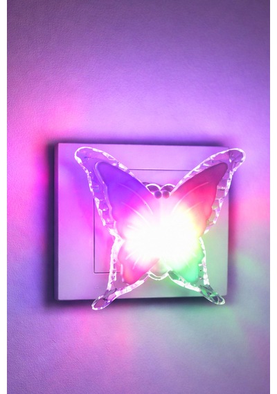 Rgb Gece Lambası Kelebek Tip Koridor Hol Işığı Uyuma Işığı Renkli Işık Beyaz Gc15 Beyaz