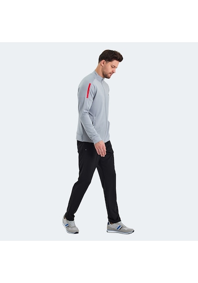 Slazenger RARELY Erkek Fermuarlı Dik Yaka Cepli Gri Eşofman Takımı
