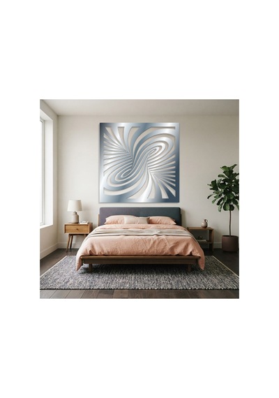 Optik İllüzyon Metal Duvar Tablosu - Metal Duvar Sanatı - Duvar Dekoru - 50 X 50 Cm Gümüş