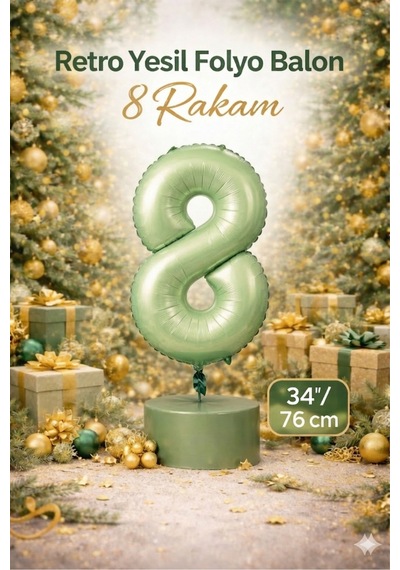 Yeşil 8 Rakam Folyo Balon 76cm Yeşil
