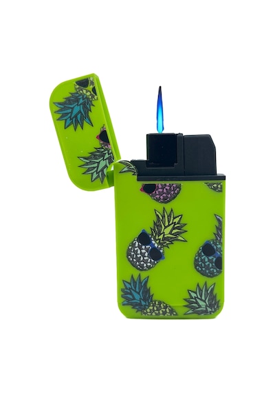 Zengaz Cool Tasarım Jet Alev Çakmak - Cool Pineapples Yeşil