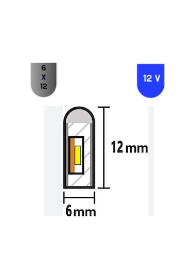 12 Volt 6x12 Mm Esnek Neon Led Turkuaz 5 Metre