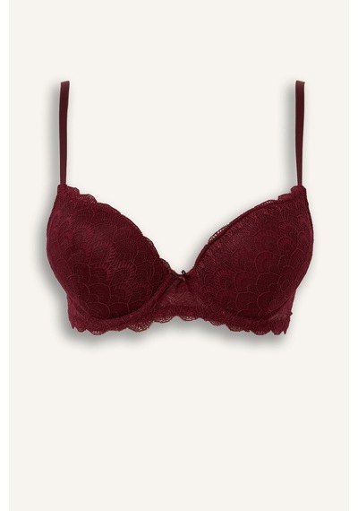 Defacto Dantelli Micro Kaplı Full Push Up Balenli Basic Tişört Bra H8027ax26aubr170 Bordo-br170