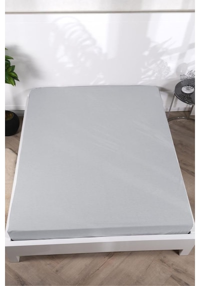 Aç-tak Lastikli Tek Kişilik Çarşaf 160x200+30 Cm Polycotton Matriss Serisi Açık Gri
