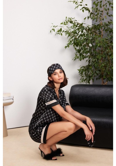 Pierre Cardin Siyah Saten Biyeli Kadın Pijama Şort Takımı 1325 Siyah
