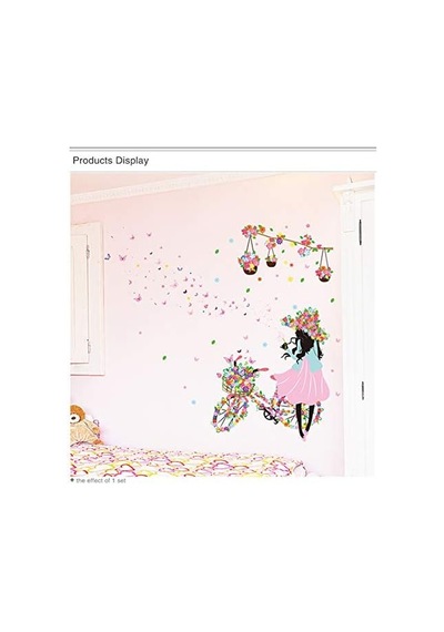 Home Accessories Çocuk Ve Bebek Odası + Ev Dekor Bisikletli Kız Sihirli 3d Kelebekler Duvar Sticker Diğer