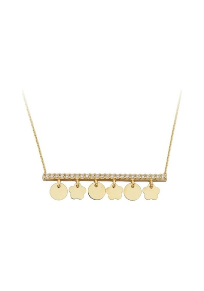 Altın Pullu Çiçek Kolye 80169174
