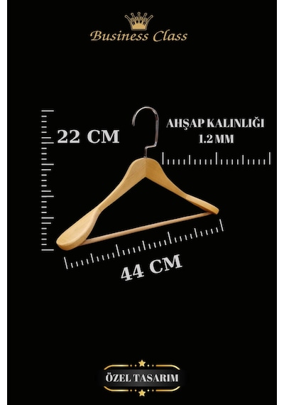 Ceket Askısı 44 Cm Masif Ahşap Gümüş Kancalı Takım Elbise Kıyafet Askısı Ev Tipi 3 Adet Diğer