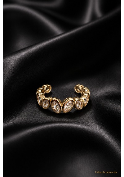 Gold Taşlı Kıkırdak Çelik Küpe Earcuff Altın 12788788