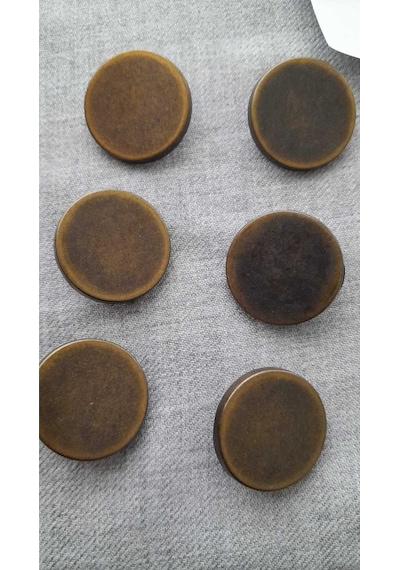 Antık Sarı Metal Düğme 26 Mm 6 Adet