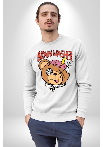 Beyin Yıkama Unisex Beyaz Sweatshirt Beyaz