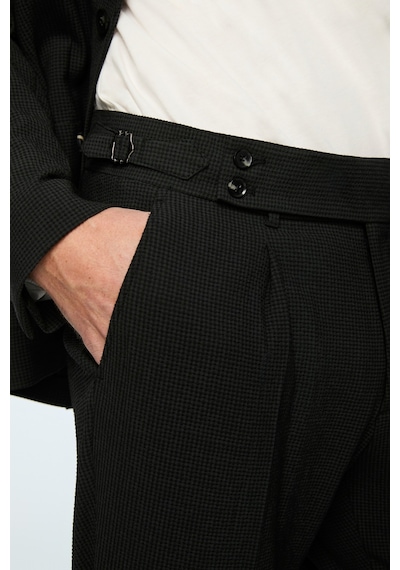 Morven Erkek Siyah Poliviskon Trend Pitikare Slim Fit Sivri Yaka Takım Elbise 26ms001032001 Siyah