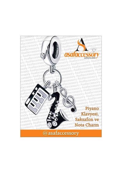 Piyano Nota Sallantılı Charm Asafaccessory Gümüş